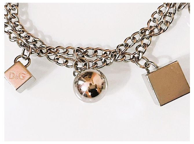 Bracciale vintage DOLCE & GABBANA catena doppia dadi e sfere Argento - vista 6