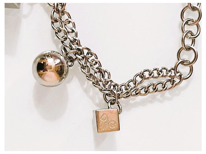 Bracciale vintage DOLCE & GABBANA catena doppia dadi e sfere Argento - vista 9