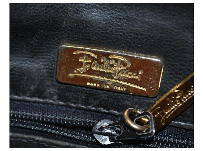 Borsa a mano Emilio Pucci in pelle e tela nera Nero - vista 9