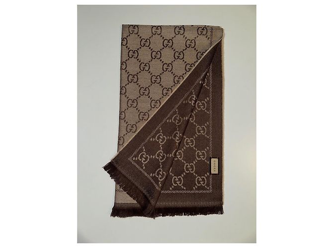 Sciarpa Gucci in Lana Reversibile Nuova Marrone Marrone chiaro Marrone scuro - vista 2