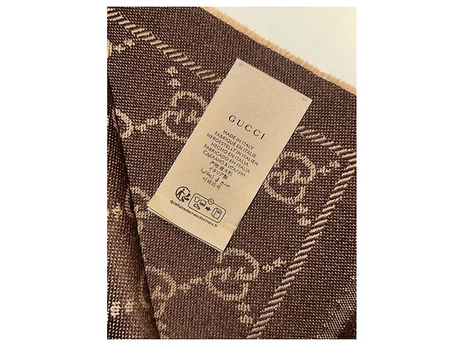 Sciarpa Gucci in Lana Reversibile Nuova Marrone Marrone chiaro Marrone scuro - vista 4