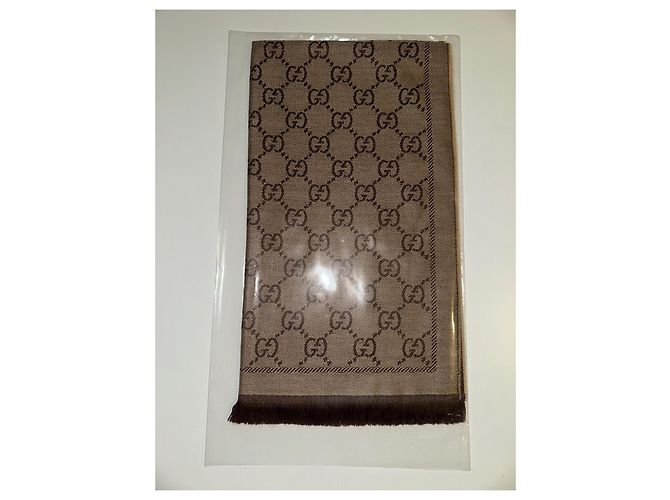 Sciarpa Gucci in Lana Reversibile Nuova Marrone Marrone chiaro Marrone scuro - vista 7