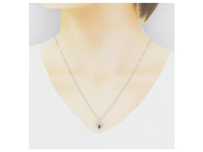 Autre Marque Collana in oro bianco Au750 con rubini e diamanti Argento - vista 6