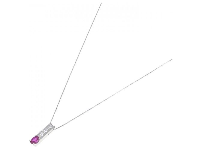 Autre Marque Collana in platino con diamanti e rubini 0,56CT Argento - vista 2