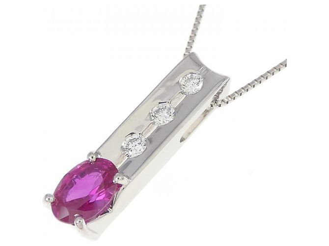Autre Marque Collana in platino con diamanti e rubini 0,56CT Argento - vista 3
