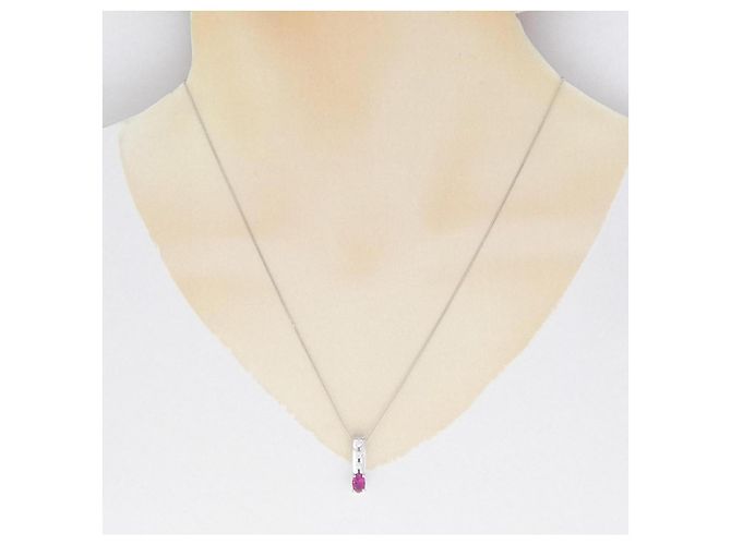 Autre Marque Collana in platino con diamanti e rubini 0,56CT Argento - vista 6