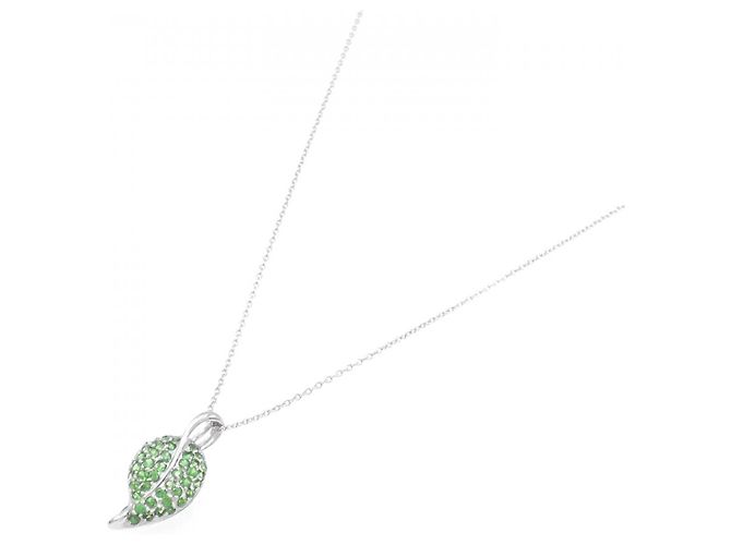 Autre Marque Collar de granate verde hoja en Au750 - vista 2