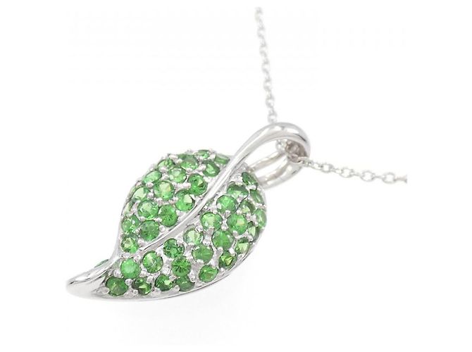 Autre Marque Collar de granate verde hoja en Au750 - vista 3