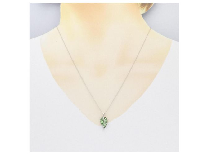 Autre Marque Collar de granate verde hoja en Au750 - vista 6