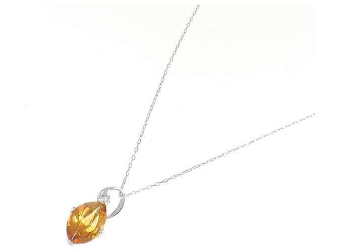 Autre Marque Platin Citrin Diamant Halskette Silber - Ansicht 2