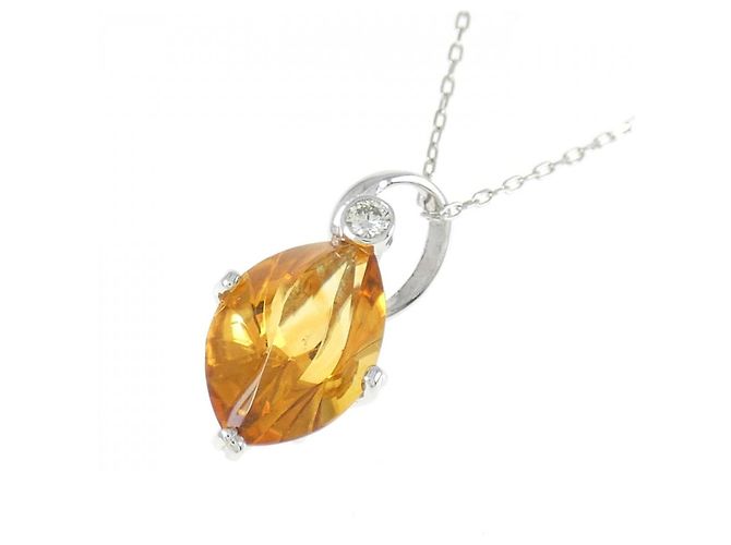 Autre Marque Platin Citrin Diamant Halskette Silber - Ansicht 3