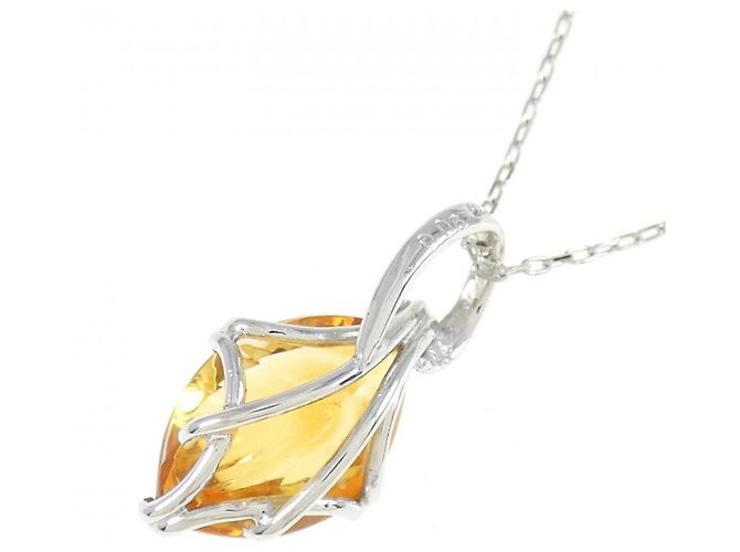 Autre Marque Platin Citrin Diamant Halskette Silber - Ansicht 4