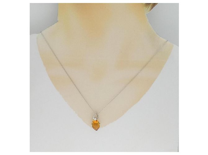 Autre Marque Platin Citrin Diamant Halskette Silber - Ansicht 6