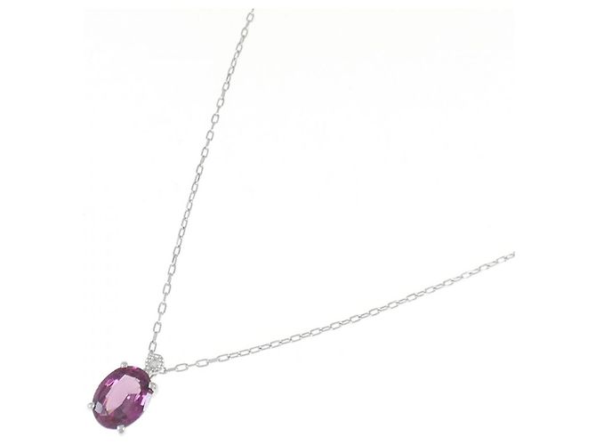 Autre Marque Platin Granat Diamant Halskette Rot - Ansicht 2