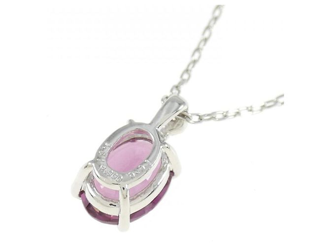 Autre Marque Platin Granat Diamant Halskette Rot - Ansicht 4