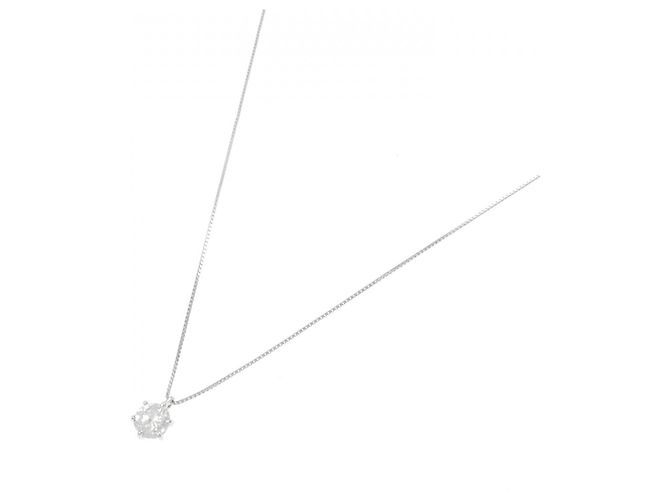 Autre Marque Platin-Diamant-Halskette Silber - Ansicht 2