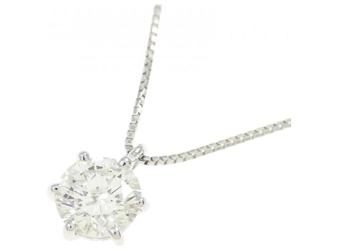 Autre Marque Platin-Diamant-Halskette Silber - Ansicht 3