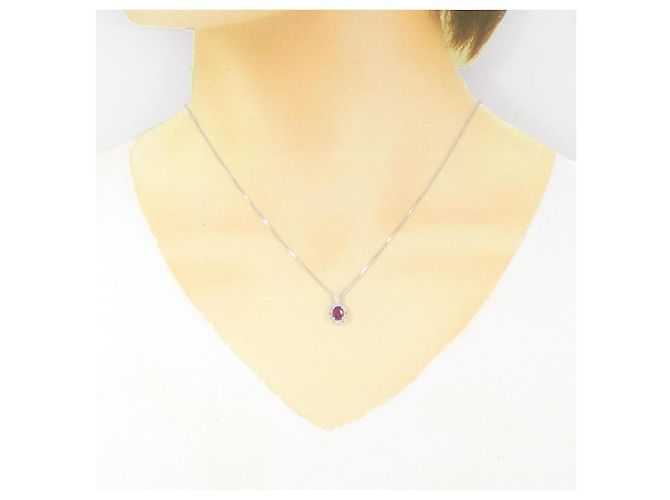 Autre Marque Collana in oro bianco Au750, rubino e diamanti Argento - vista 6
