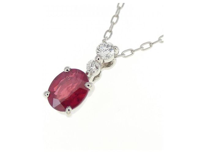 Autre Marque Collana in platino con rubini e diamanti Rosso - vista 3