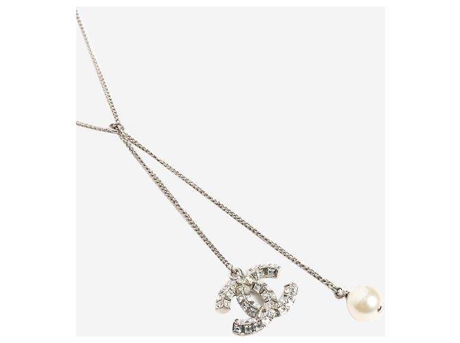 Chanel Coco Mark Halskette mit Strassperlen Silber - Ansicht 2