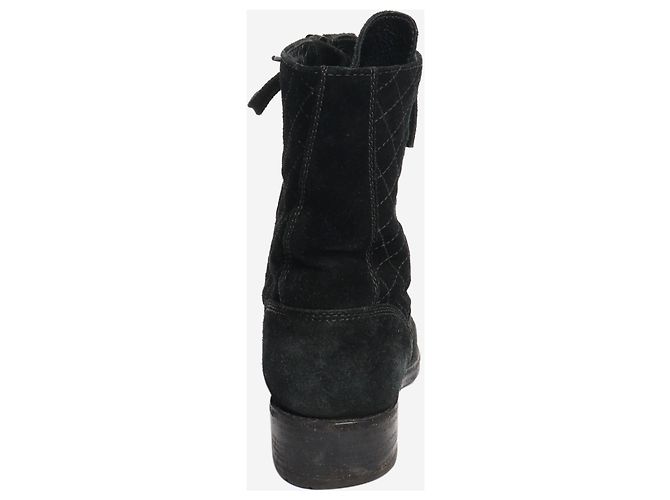 Chanel Botas de combate de ante negro acolchadas - talla EU 38,5 (UK 5,5) - vista 3