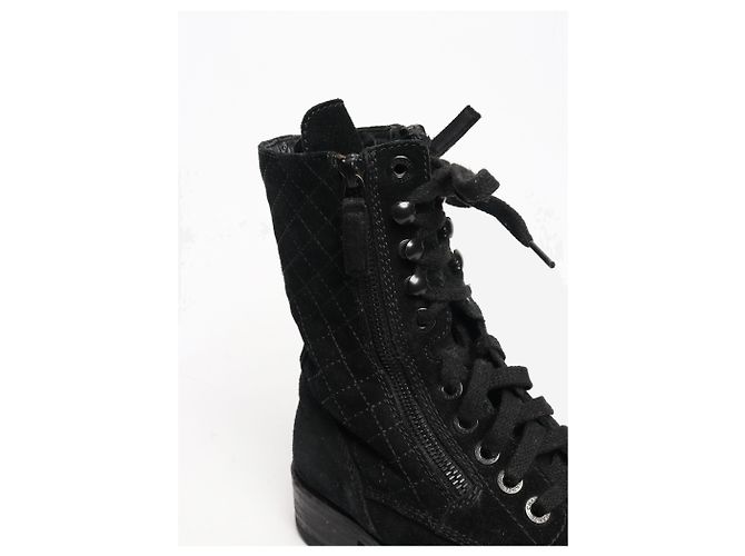 Chanel Botas de combate de ante negro acolchadas - talla EU 38,5 (UK 5,5) - vista 4
