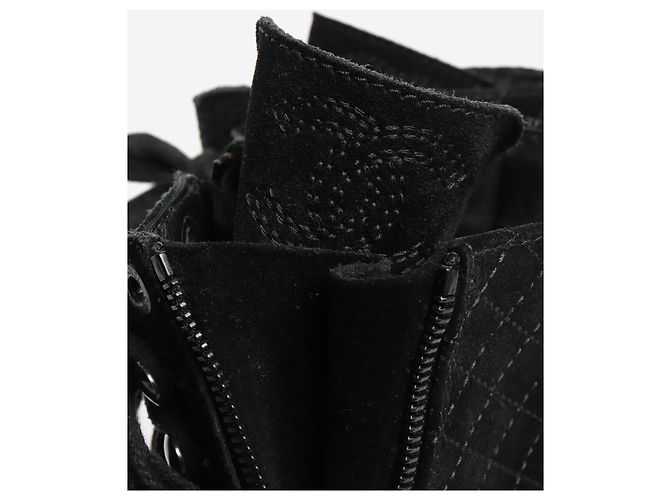 Chanel Botas de combate de ante negro acolchadas - talla EU 38,5 (UK 5,5) - vista 6