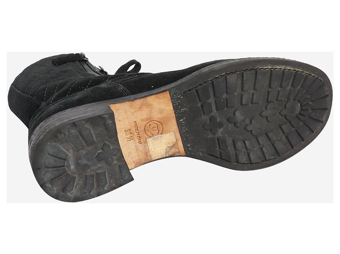 Chanel Botas de combate de ante negro acolchadas - talla EU 38,5 (UK 5,5) - vista 7
