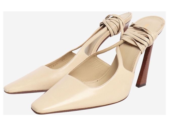 Saint Laurent Neutral leather square-toe mules - size EU 39 - view 2