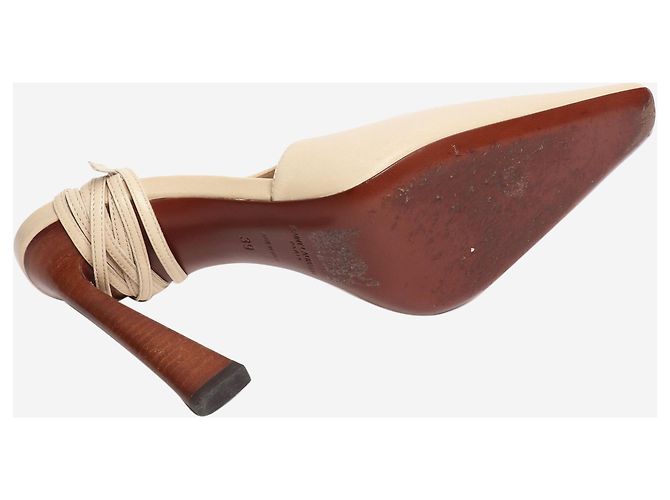 Saint Laurent Neutral leather square-toe mules - size EU 39 - view 4