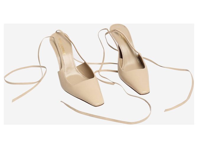 Saint Laurent Neutral leather square-toe mules - size EU 39 - view 5