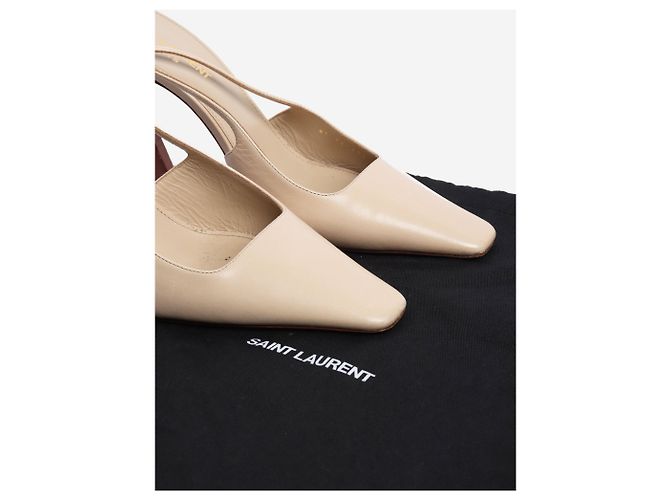 Saint Laurent Neutral leather square-toe mules - size EU 39 - view 6