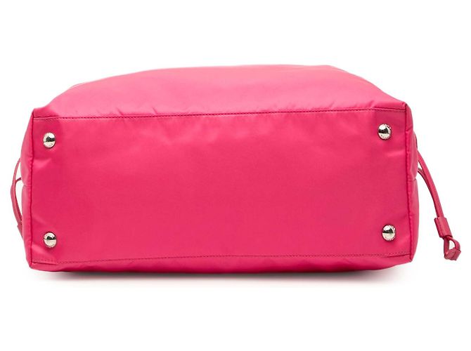 Borsa tote aperta e convertibile in tessuto con rifiniture Saffiano rosa di Prada - vista 3