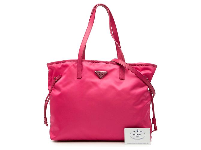 Borsa tote aperta e convertibile in tessuto con rifiniture Saffiano rosa di Prada - vista 8