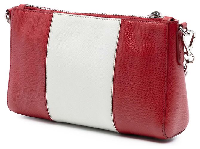 Prada Rote Bicolor Saffiano Lux Umhängetasche - Ansicht 2