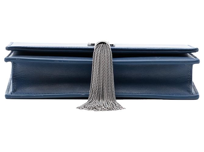 Carteira com corrente Monogram Kate em couro de bezerro liso azul Saint Laurent com tassel - vista 3