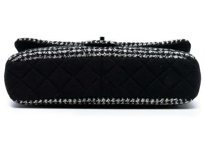 Chanel Nero Jumbo CC in Jersey Trapuntato e Catena in Tweed - vista 3