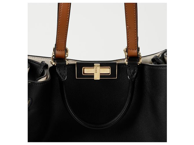 Fendi Peacock Small Tote Shoulder Bag Black - view 2