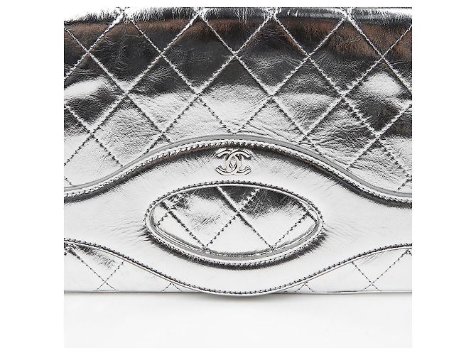 Chanel Klappentasche Silber Metallisch - Ansicht 3