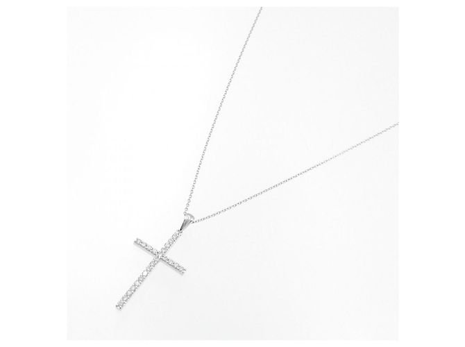 Autre Marque Collana con croce di diamante in oro bianco Au750 Argento - vista 2