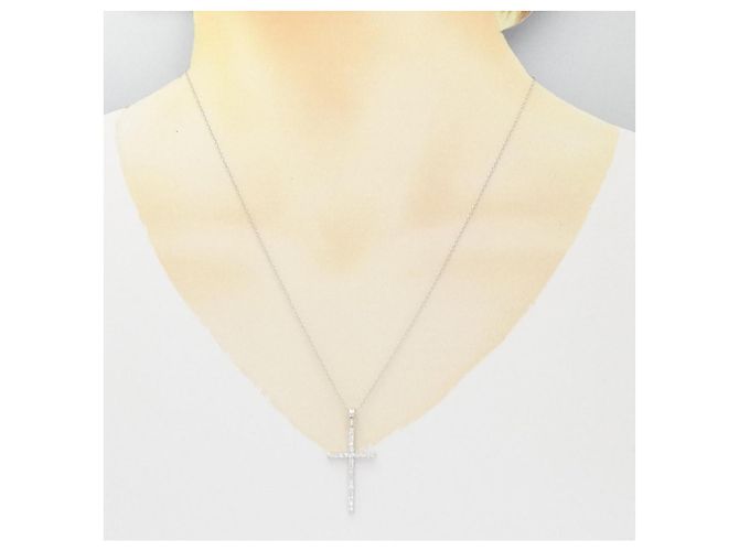 Autre Marque Collana con croce di diamante in oro bianco Au750 Argento - vista 6