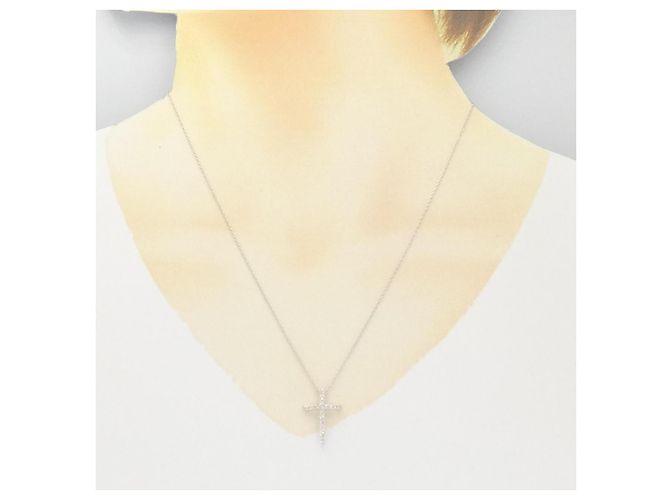 Autre Marque Collana a Croce con Diamanti Au750 Argento - vista 6