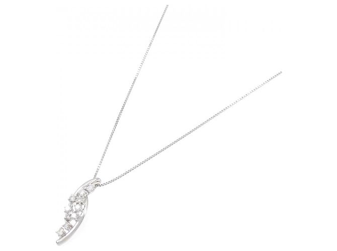 Autre Marque Platin-Diamant-Halskette Silber - Ansicht 2