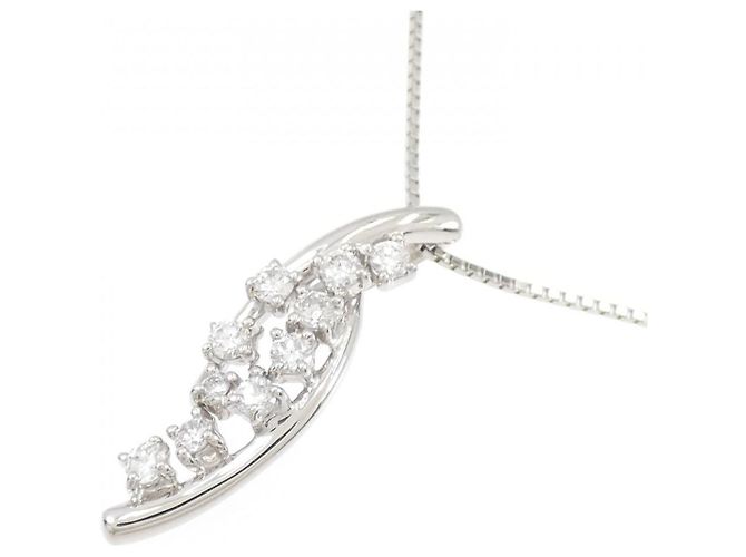 Autre Marque Platin-Diamant-Halskette Silber - Ansicht 3