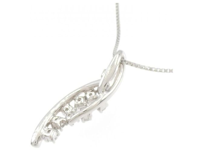Autre Marque Platin-Diamant-Halskette Silber - Ansicht 4