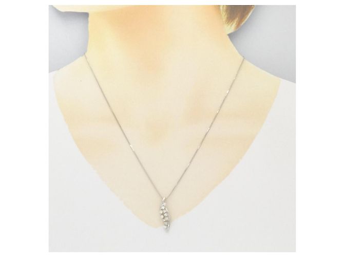 Autre Marque Platin-Diamant-Halskette Silber - Ansicht 6