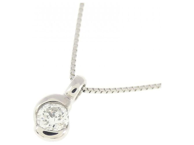 Autre Marque Platin-Diamant-Halskette Silber - Ansicht 3