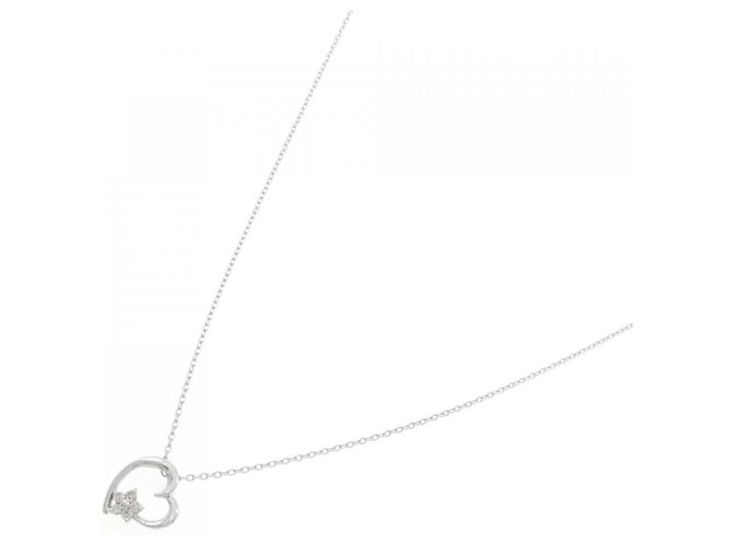 Autre Marque K10 Weißgold-Diamant-Halskette Silber - Ansicht 2