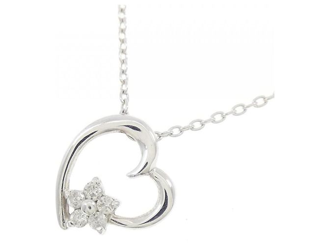 Autre Marque K10 Weißgold-Diamant-Halskette Silber - Ansicht 3