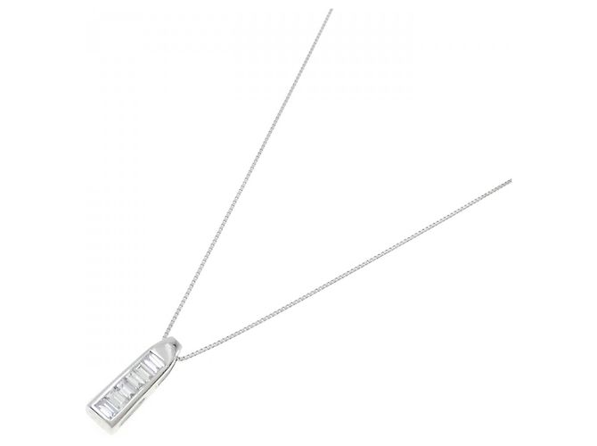 Autre Marque Platin-Diamant-Halskette Silber - Ansicht 2